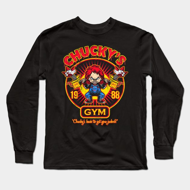 Chucky's Gym - Blood Red Long Sleeve T-Shirt by Punksthetic